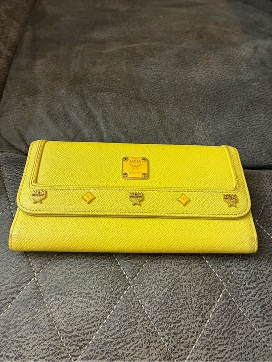 MCM Handbags - MCM Yellow Textured Leather Continental Wallet with Gold Logo Hardware
